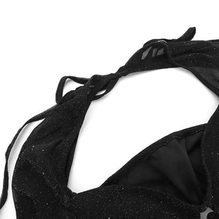 Self tie long sleeve textured backless slit low cut midi skirt set-final-sale