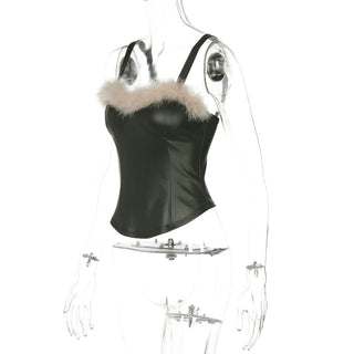 Sweetheart neck fluffy cami top