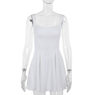 U neck bustier solid backless cami mini dress