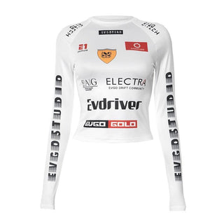 Long sleeve crewneck abstract contrast top