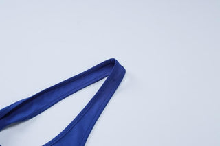 Halter u neck slit solid backless mini dress