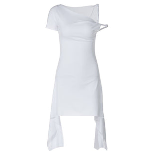 Off shoulder solid ruffle mini dress