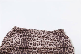 Leopard print halter self tie 3 piece mini skirt set