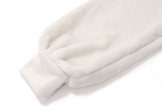 Off shoulder long sleeve fluffy self tie top