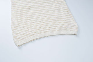 U neck backless knitted self tie cami maxi dress