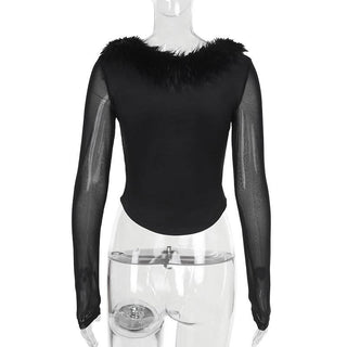 V neck long sleeve fluffy button top