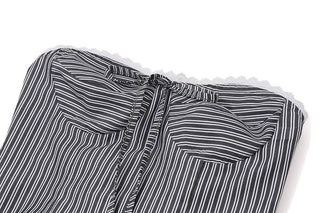 Sweetheart neck lace hem striped lace up tube top