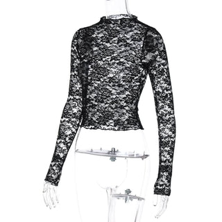 Long sleeve high neck lace top