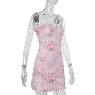 Sweetheart neck flower print cami mini dress