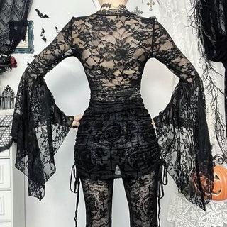 Long sleeve v neck lace top