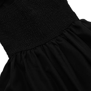 Buckle smocked sweetheart neck tube midi dress-final-sale