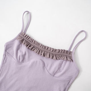 U neck ruffle ruched cami top
