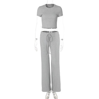 Short sleeve crewneck drawstring pant set