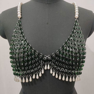 Crystal v neck tassels hollow out cami cut out top