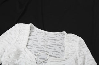 Long sleeve cross front textured top