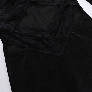 Long sleeve hollow out lace zip-up cut out mini dress