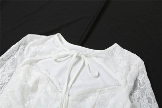 Long flared sleeve corset lace self tie top