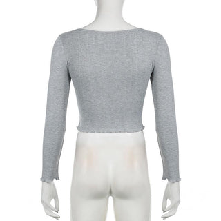 Long sleeve textured lace hem bowknot top