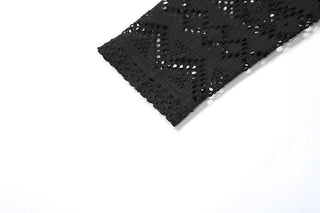 Long sleeve hollow out crewneck medium rise pant set