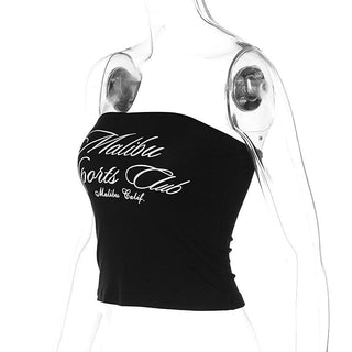 Letter pattern contrast backless tube top