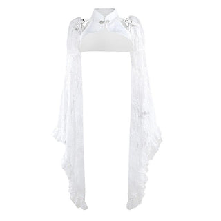 Long flared sleeve lace buckle shrug top