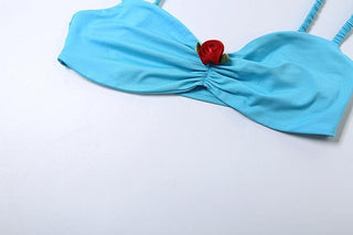 V neck rose applique contrast 2 piece cami top
