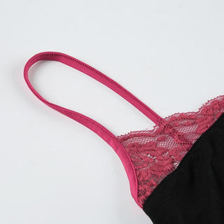 Lace hem bowknot backless cami top