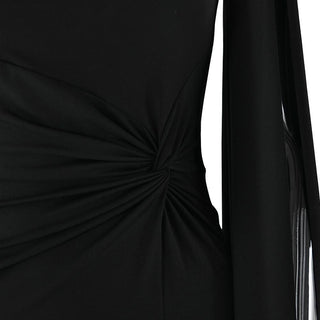 Long sleeve high slit square neck ruched maxi dress