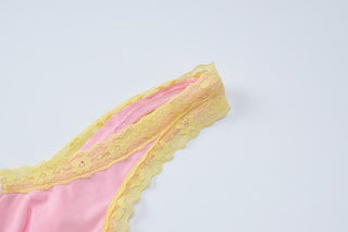 Lace hem self tie cami top