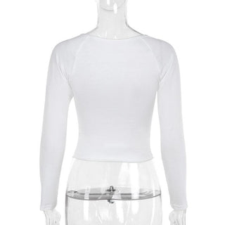 Long sleeve â€œWETâ€ print u neck top