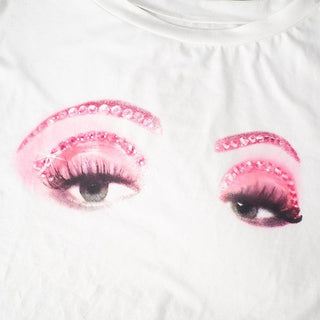Short sleeve eyes print top
