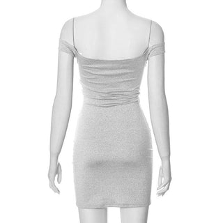 Off shoulder solid backless mini dress