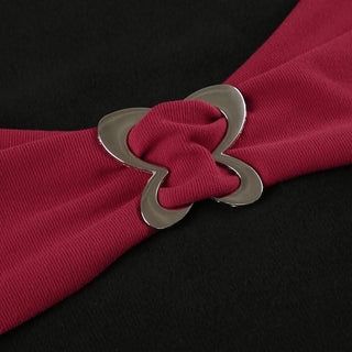 Long sleeve v neck butterfly metal buckle mini dress