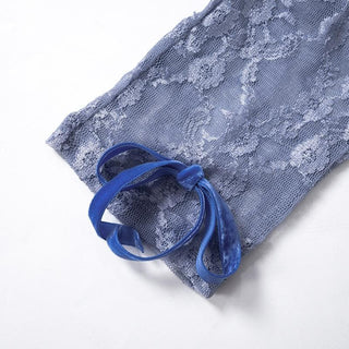 Long sleeve see through bowknot lace jumpsuit