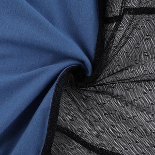 One shoulder mesh patchwork print ruched midi dress