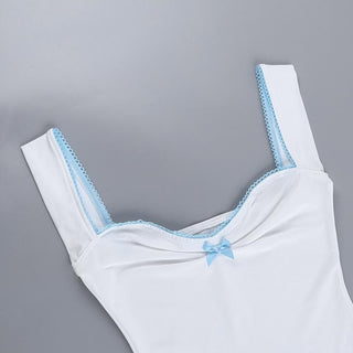Ruched bowknot lace hem cami top
