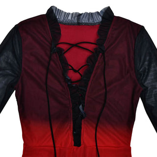 Long flared sleeve ruffle lace up mesh midi dress