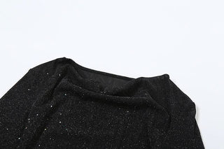 Long sleeve mesh glitter top