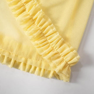 Long sleeve ruffle hollow out v neck sheer mesh cut out maxi dress-final-sale