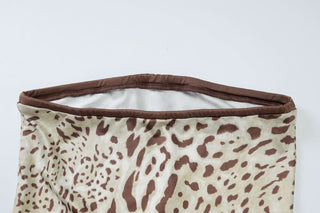 Leopard print bowknot ruffle tube mini skirt set