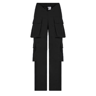 V waist pocket straight solid cargo pant