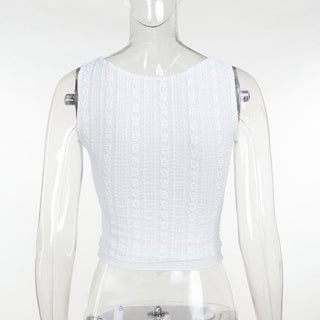 Crewneck textured ruffle solid tank top