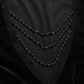 Long flared sleeve lace velvet beaded maxi dress