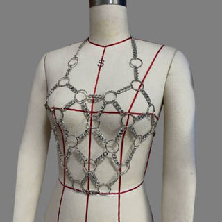 Halter o ring metal chain hollow out cut out top