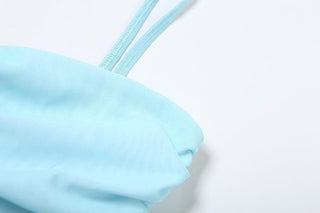 Flower applique ruffle ruched sheer mesh cami maxi skirt set