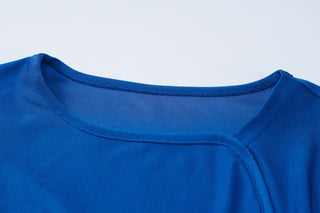 Long sleeve crewneck ruched crop maxi skirt set