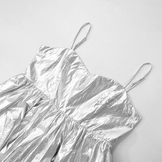 Ruched metallic sweetheart neck cami top