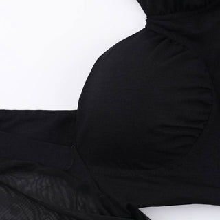 Sweetheart neck long sleeve mesh mini dress