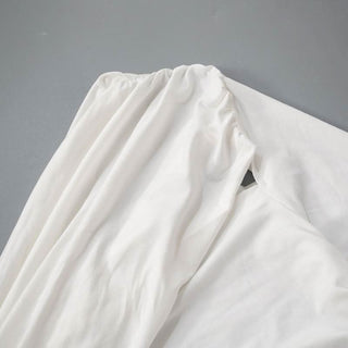 One shoulder long sleeve ruched hollow out knotted cut out top