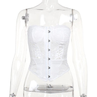 Lace up bustier button tube top
